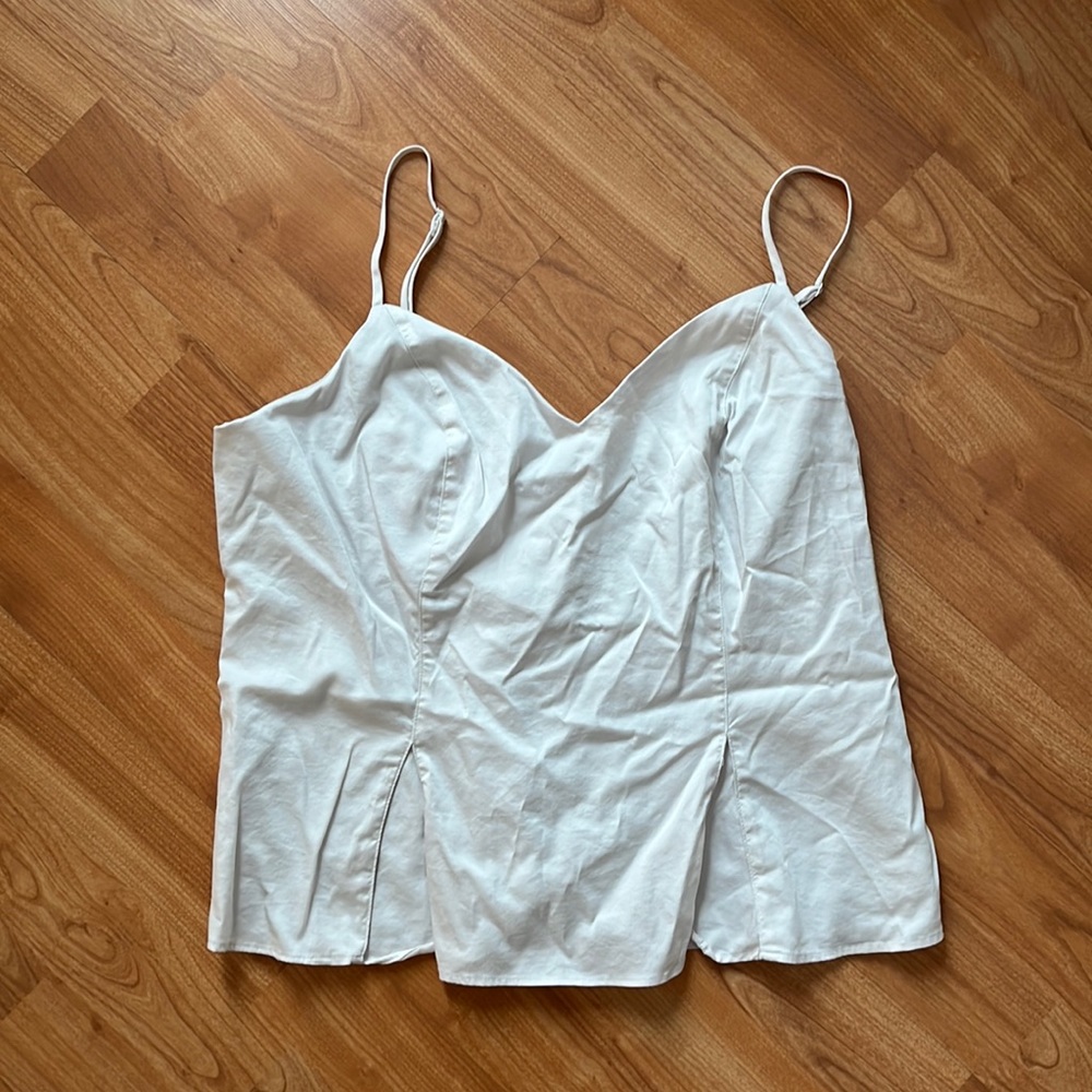 Elizabeth and James white tank top with scrunched back detail